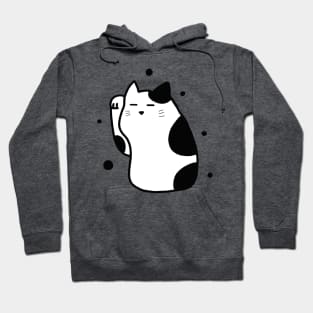 Neko Black White Anime Japan Manekineko Cat Simple Kawaii Art Logo Hoodie